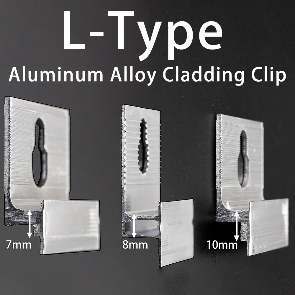 L-Type aluminum cladding clip for exterior tile installation