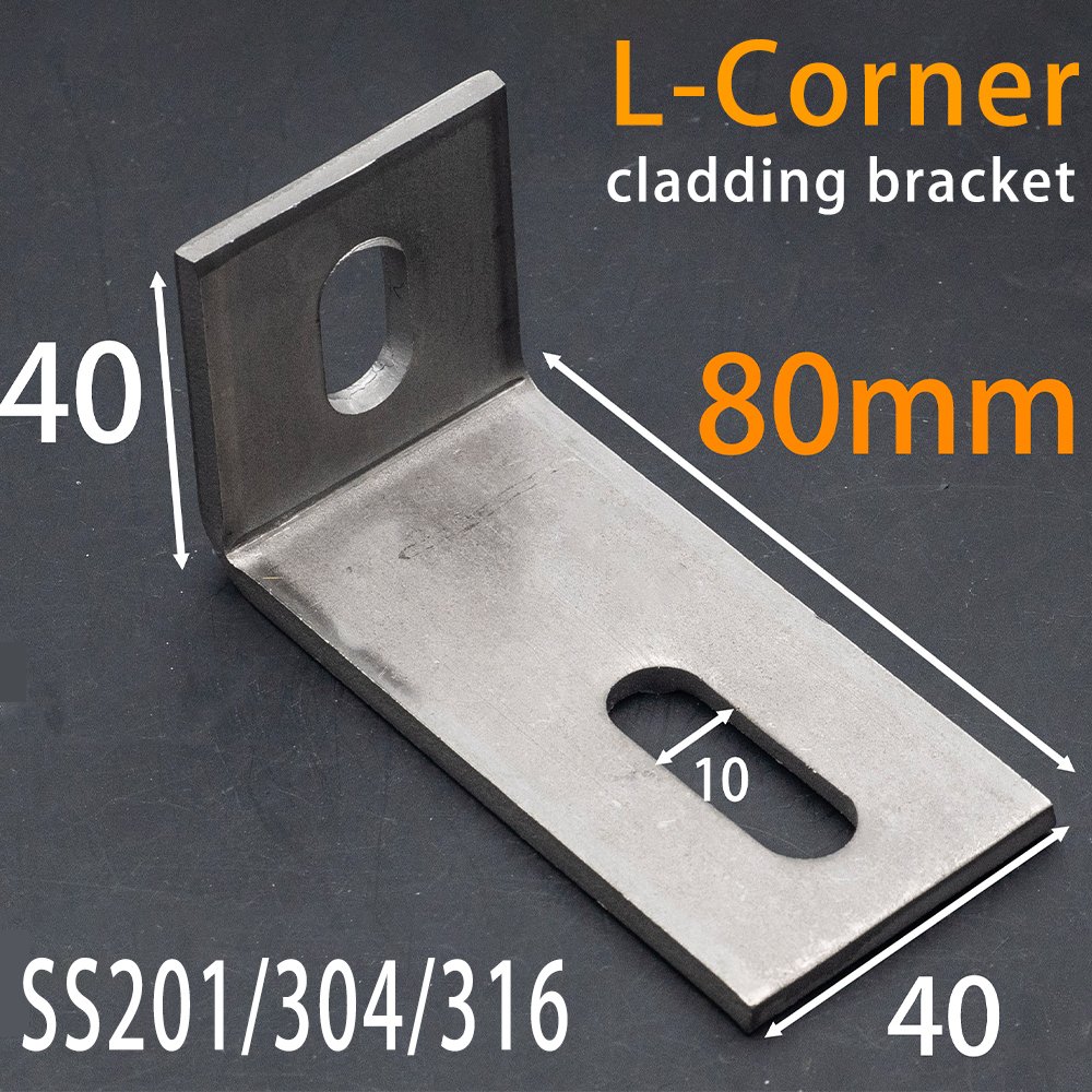 Stainless steel L-corner bracket for stone cladding installation