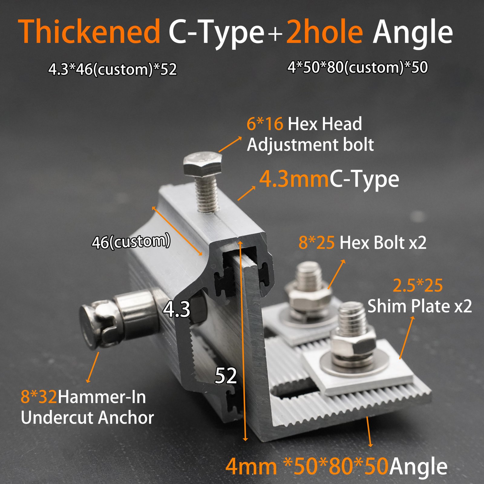 C-Type Undercut Anchor Bracket for stone facade fixing