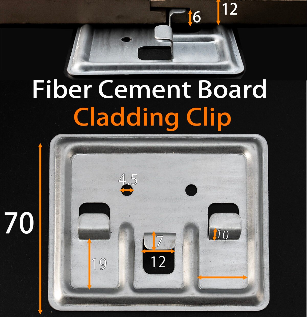 Cladding clip for grooved fiber cement board facade panels